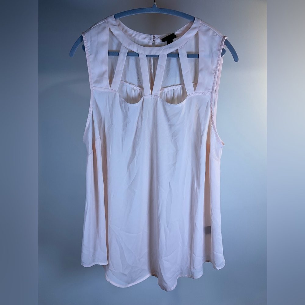 Torrid Light Blush Pink Georgette Cage Front Tank Sleeveless Blouse